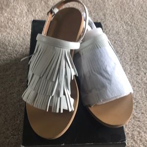 J.Crew Factory Fringe sandals, white, size 7